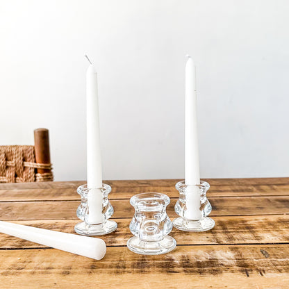 Set 3 Porta Vela Vidrio - Diseño Minimalista Decorativo Porta Vela Frank Home Chile