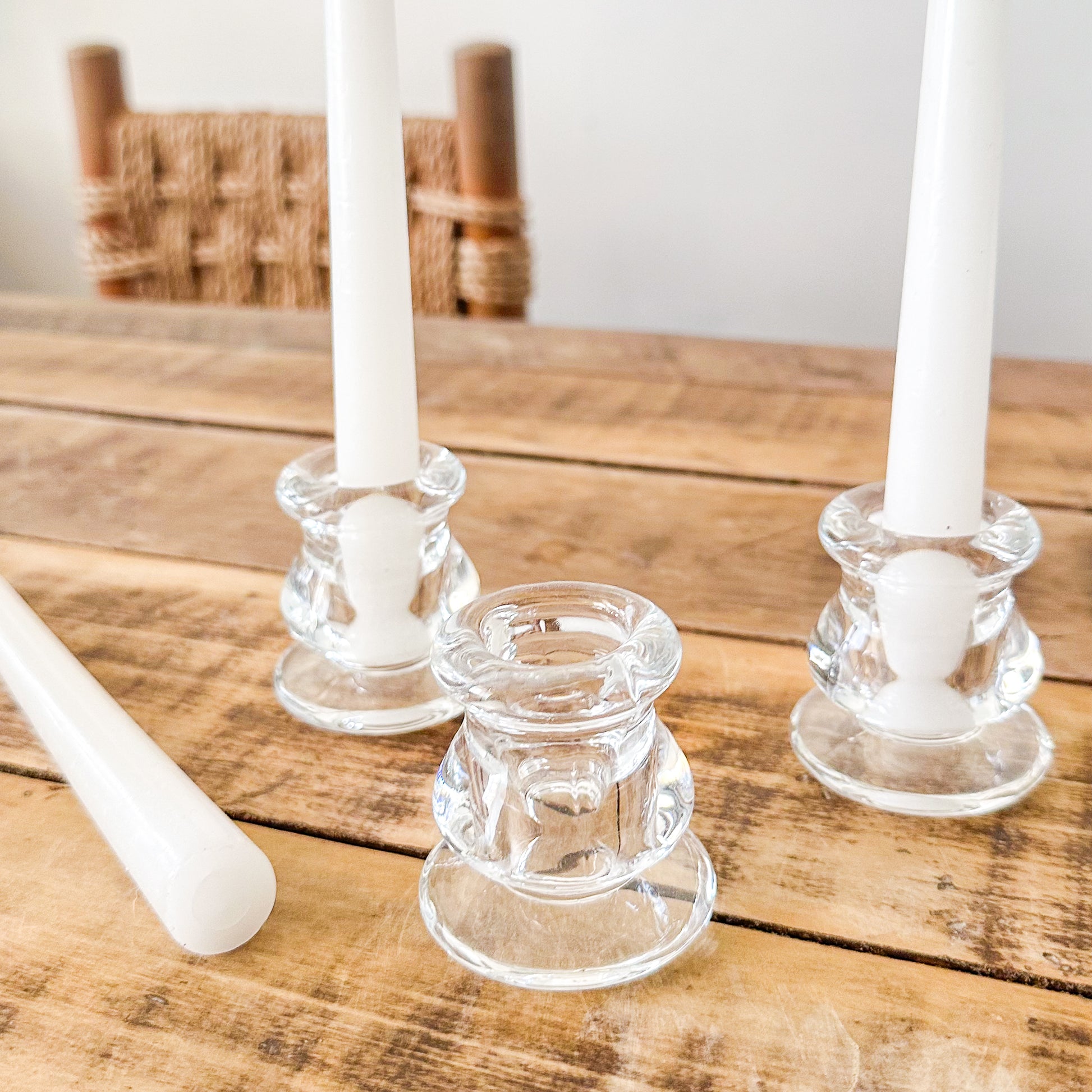 Set 3 Porta Vela Vidrio - Diseño Minimalista Decorativo Porta Vela Frank Home Chile