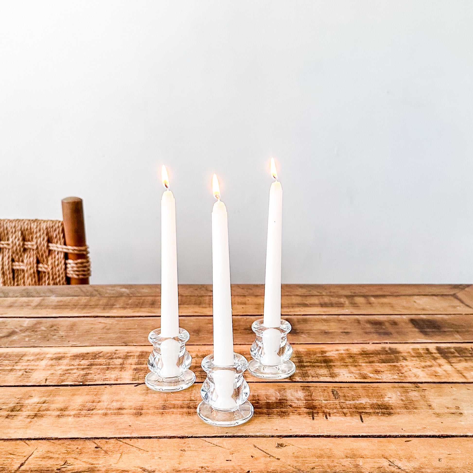 Set 3 Porta Vela Vidrio - Diseño Minimalista Decorativo Porta Vela Frank Home Chile