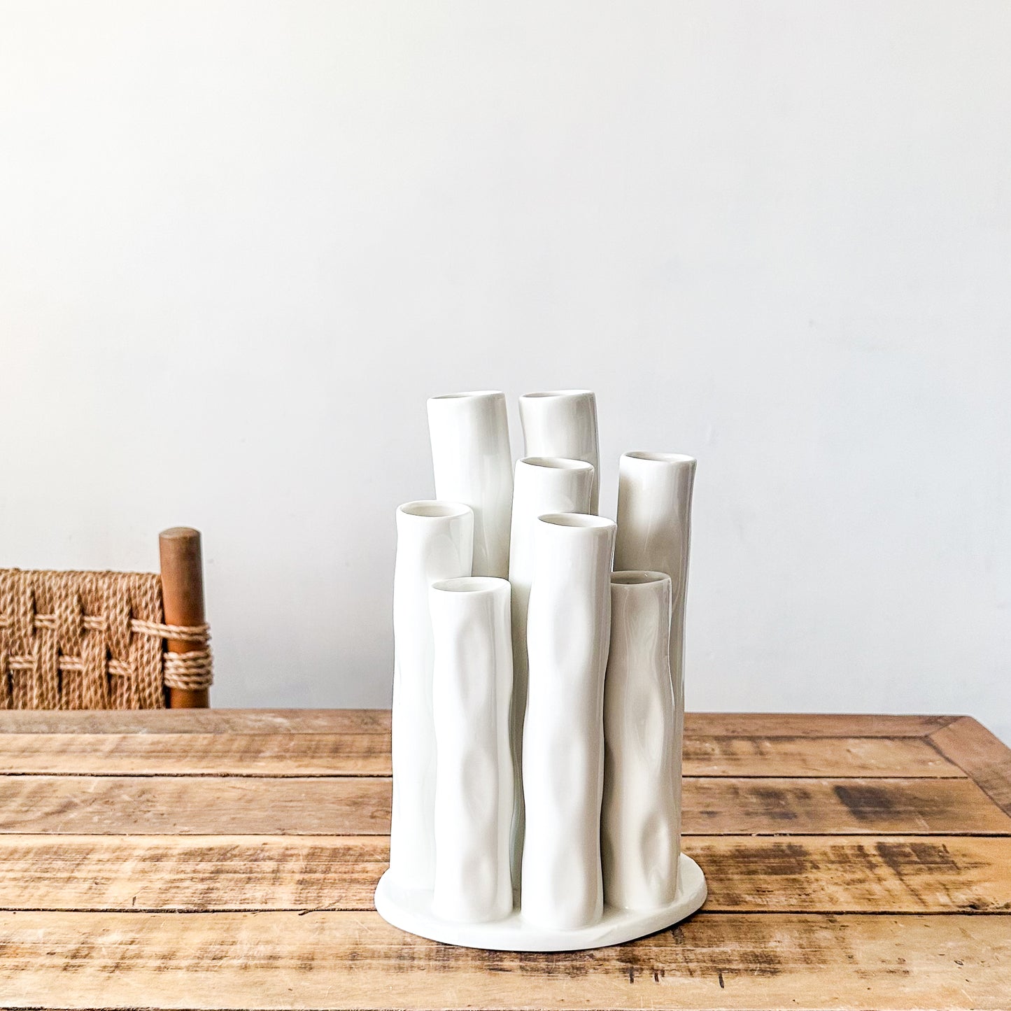 Florero Tubos Cerámica Esmaltada - Diseño Moderno Escultural Florero Frank Home Chile