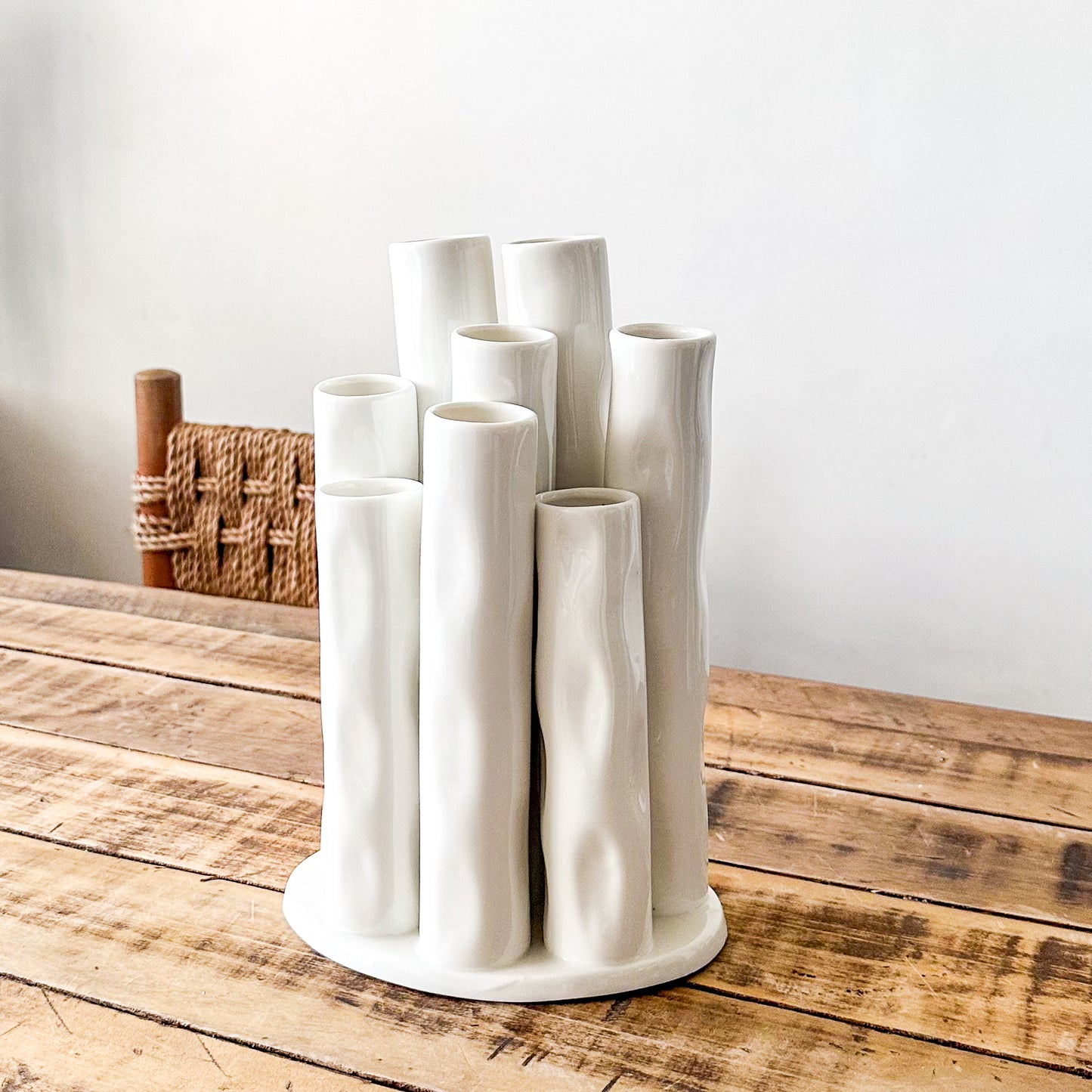 Florero Tubos Cerámica Esmaltada - Diseño Moderno Escultural Florero Frank Home Chile