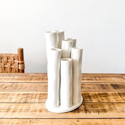 Florero Tubos Cerámica Esmaltada - Diseño Moderno Escultural Florero Frank Home Chile