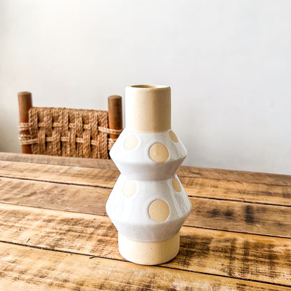 Florero cerámica lunares beige Blanco Florero Frank Home Chile