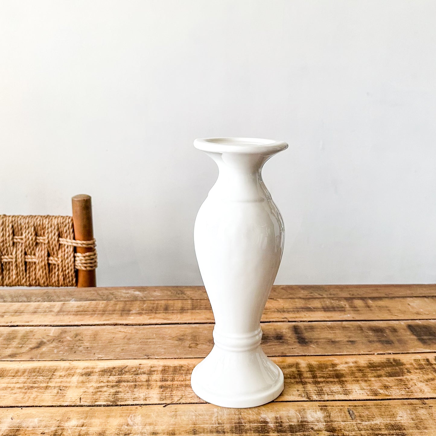 Base Porta Vela Cerámica Esmaltada Blanco - Diseño Minimalista Elegante Porta Vela Frank Home Chile