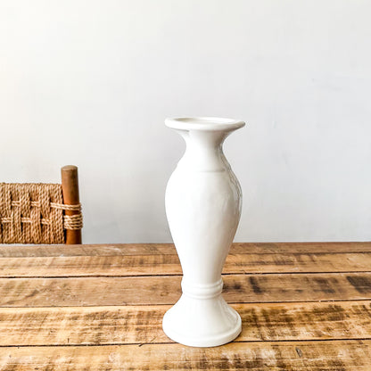 Base Porta Vela Cerámica Esmaltada Blanco - Diseño Minimalista Elegante Porta Vela Frank Home Chile