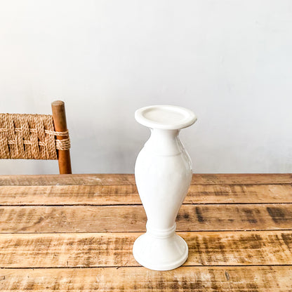 Base Porta Vela Cerámica Esmaltada Blanco - Diseño Minimalista Elegante Porta Vela Frank Home Chile