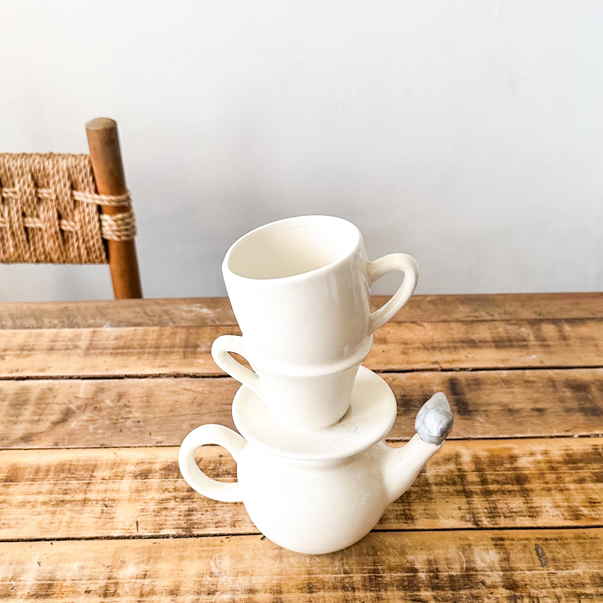 Florero Cerámica Esmaltada Tetera Tazas Florero Frank Home Chile