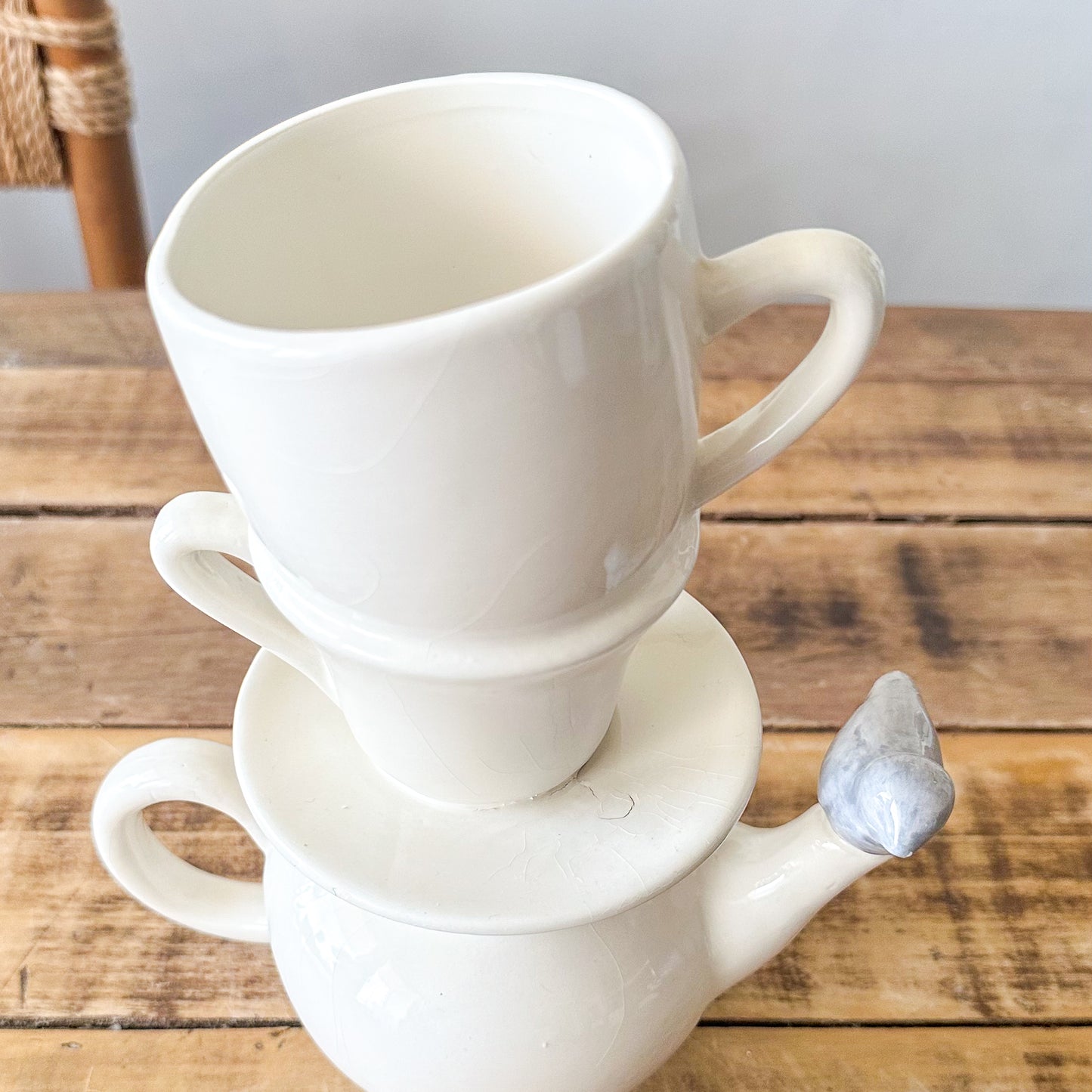 Florero Cerámica Esmaltada Tetera Tazas Florero Frank Home Chile