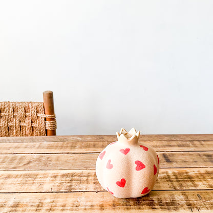 Florero Granada Cerámica Texturada Diseño Corazones Florero Frank Home Chile