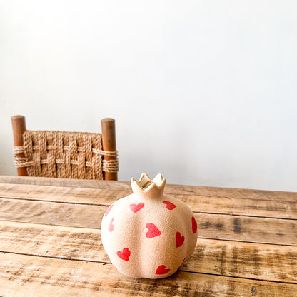 Florero Granada Cerámica Texturada Diseño Corazones Florero Frank Home Chile