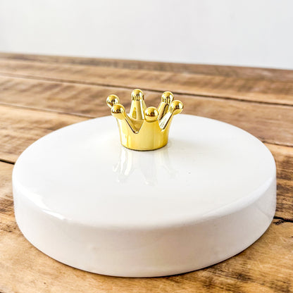 Ánfora Cerámica Esmaltada Blanca Tapa con Corona Anfora Frank Home Chile