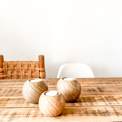 Set 3 Porta Velas Cerámica Esmaltada Líneas Porta Vela Frank Home Chile