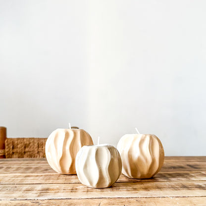 Set 3 Porta Velas Cerámica Esmaltada Ondas en Relieve Set Porta Velas Frank Home Chile