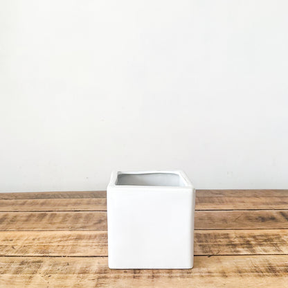 Porta Macetero Cerámica Blanca Esmaltada Porta Macetero Frank Home Chile