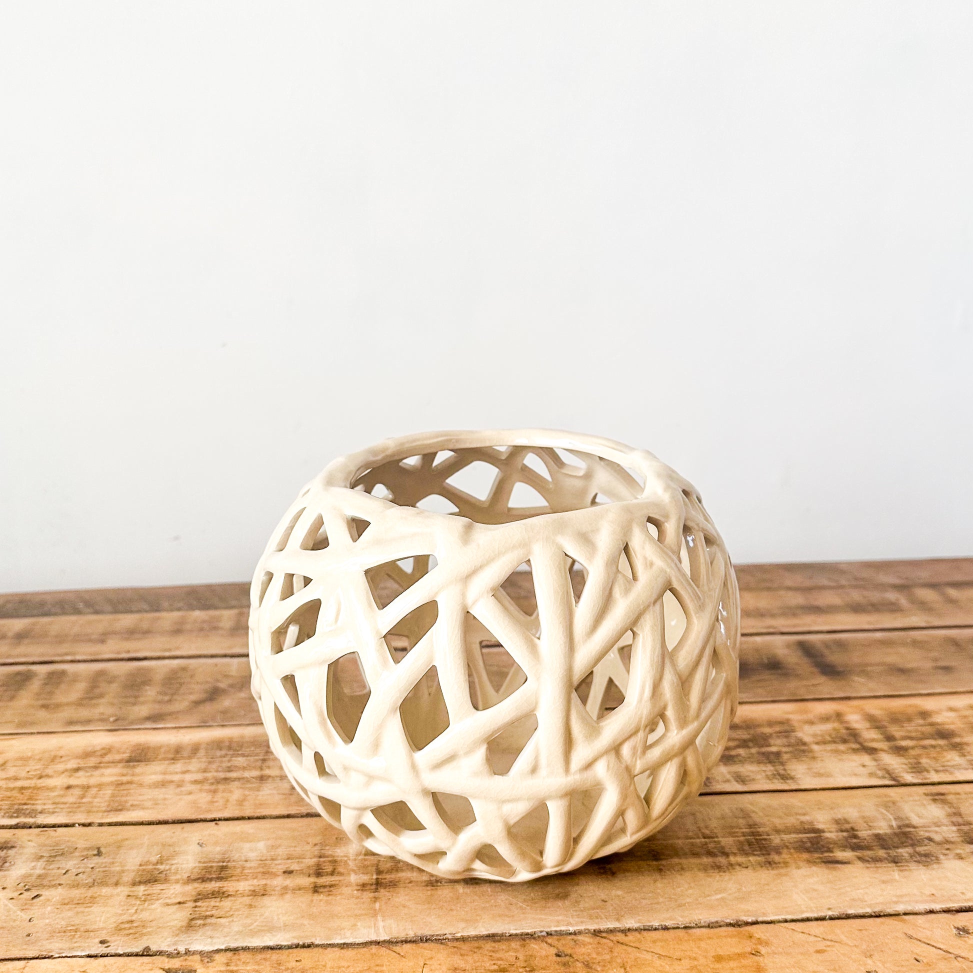 Contenedor Cerámica Tipo Malla Porta Vela Frank Home Chile