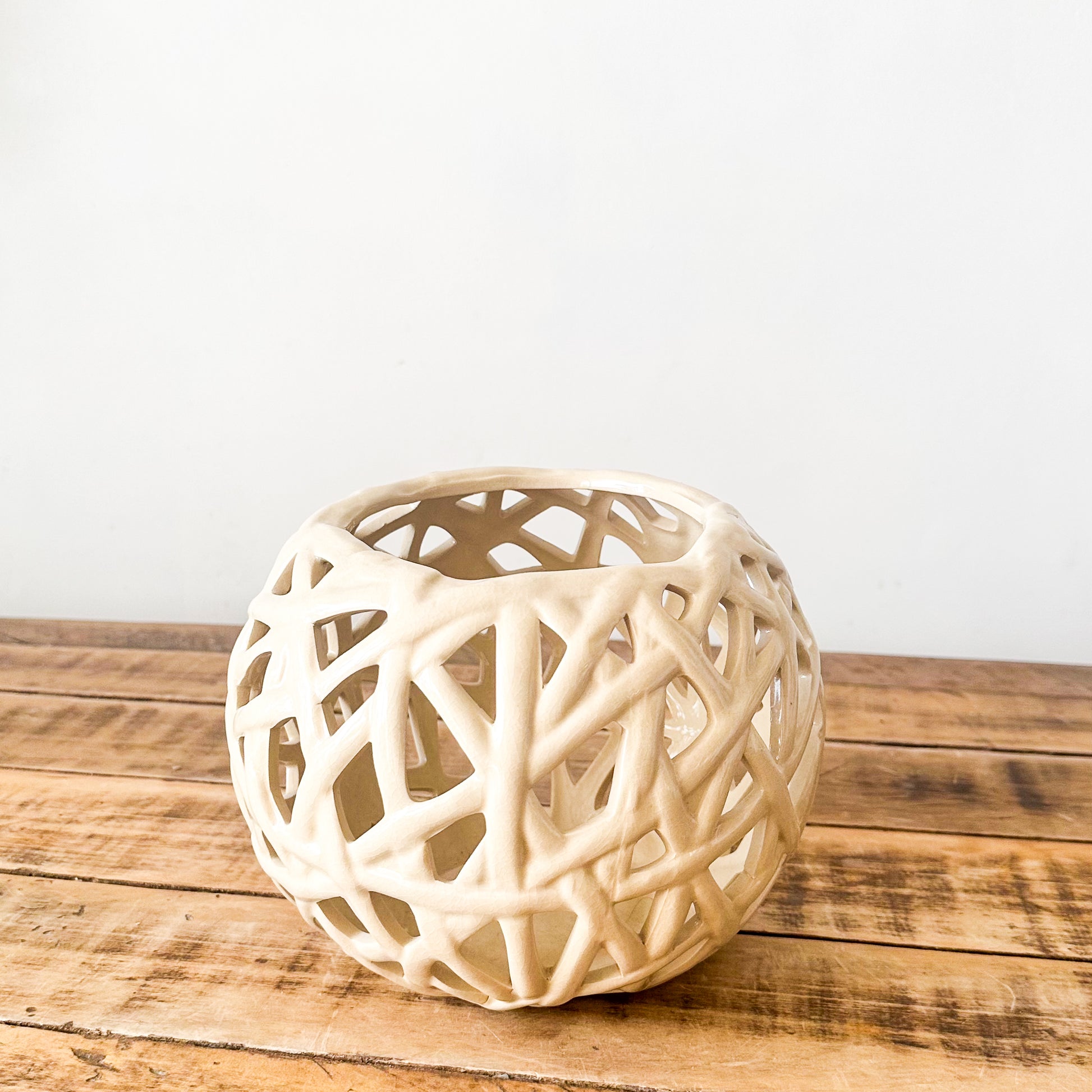 Contenedor Cerámica Tipo Malla Porta Vela Frank Home Chile