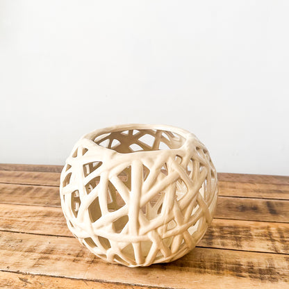 Contenedor Cerámica Tipo Malla Porta Vela Frank Home Chile