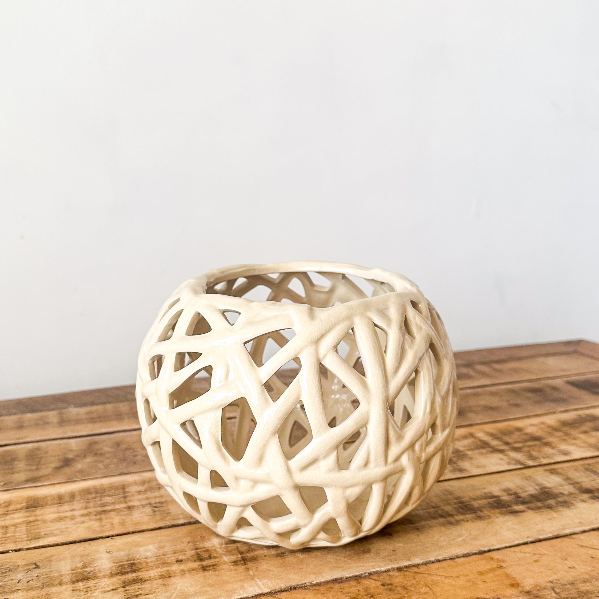 Contenedor Cerámica Tipo Malla Porta Vela Frank Home Chile