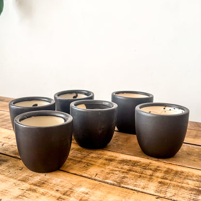 MIni Porta Macetero Cerámica Negra Mate Porta Macetero Frank Home Chile