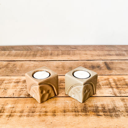 Set 2 Porta Velas Cuadrados Cerámica Esmaltada 6x6 cm Porta Velas Frank Home Chile