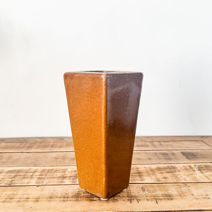 Macetero Cerámica Esmaltada Marrón Cónico Cuadrado 22 cm Macetero Frank Home Chile