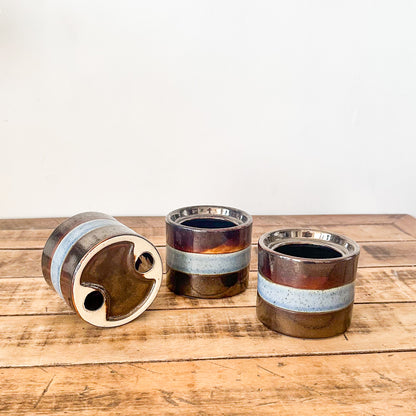 Macetero Cerámica Terminación Bronce 10x8,5 cm Macetero Frank Home Chile