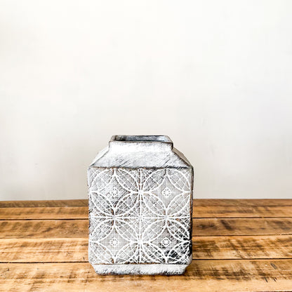 Jarrón Cerámica Tallada Florero Frank Home Chile