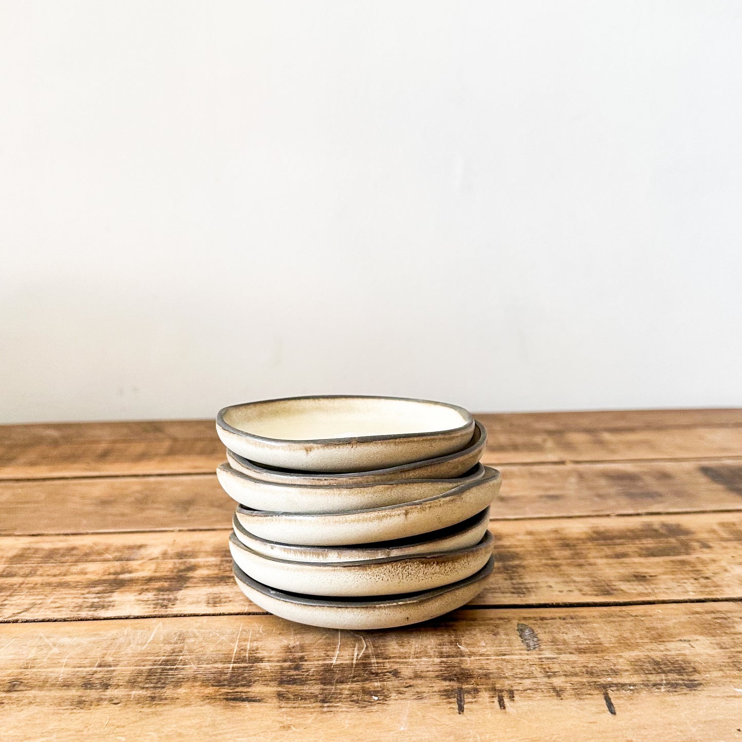 Set 6 Mini Plato Aperitivos Cerámica Rustica Beige Plato Frank Home Chile