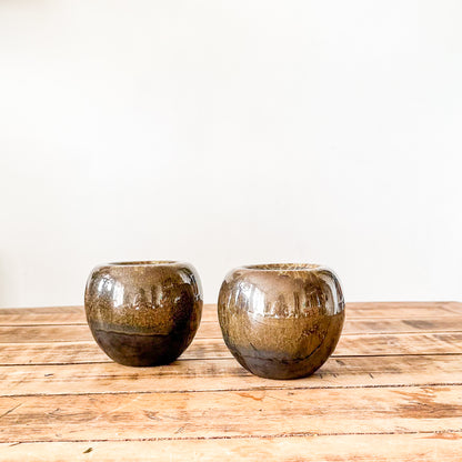 Set 2 Maceteros Cerámica Esmaltada Efecto Metálico Macetero Frank Home Chile