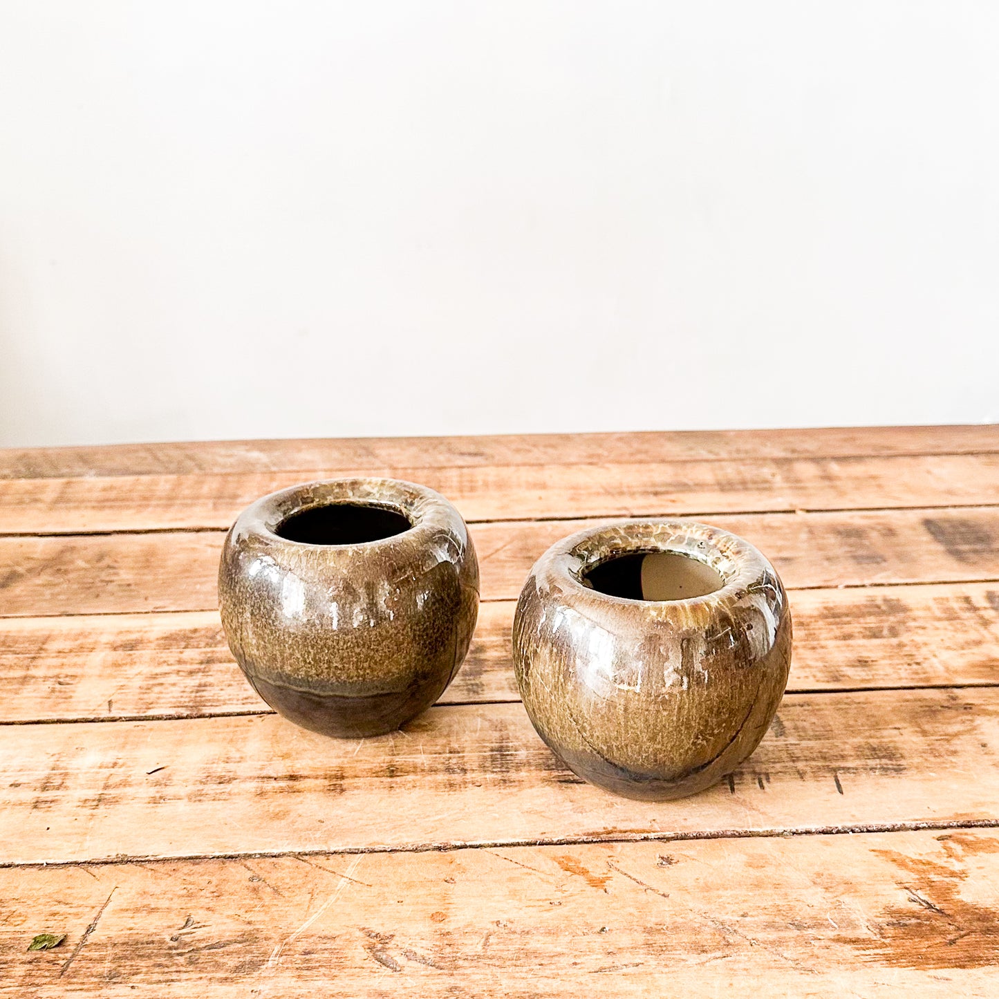 Set 2 Maceteros Cerámica Esmaltada Efecto Metálico Macetero Frank Home Chile