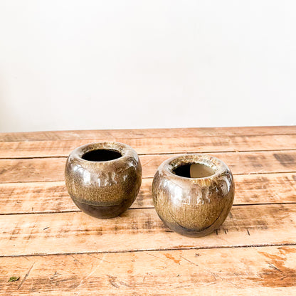 Set 2 Maceteros Cerámica Esmaltada Efecto Metálico Macetero Frank Home Chile