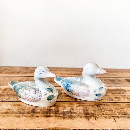 Set 2 Patos Vintage Cerámica Esmaltada Adorno Frank Home Chile