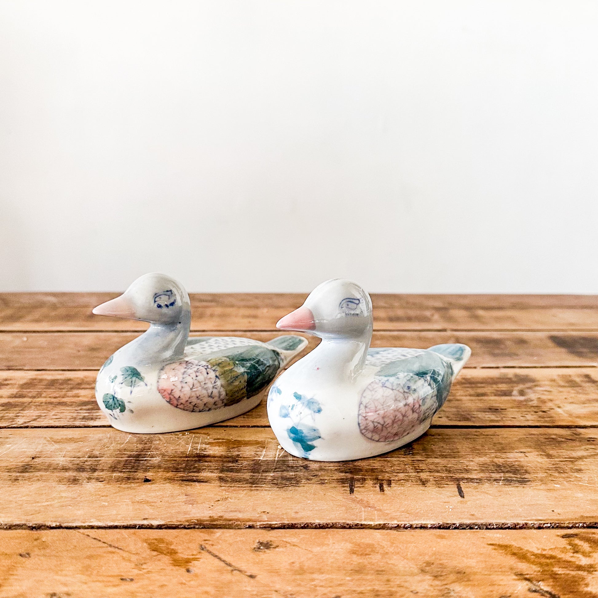 Set 2 Patos Vintage Cerámica Esmaltada Adorno Frank Home Chile