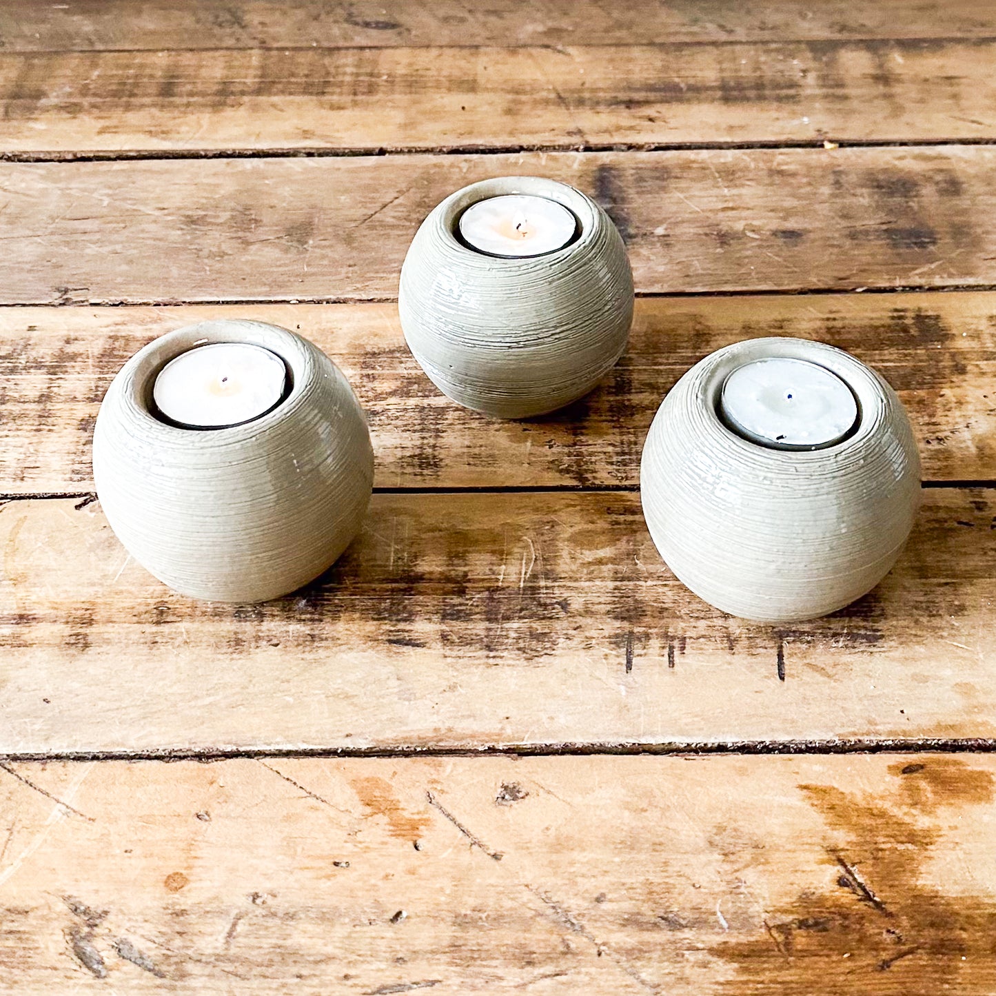 Set 3 Porta Velas Cerámica Esmaltada Textura Rústica 9x7 cm Porta Velas Frank Home Chile