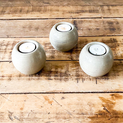 Set 3 Porta Velas Cerámica Esmaltada Textura Rústica 9x7 cm Porta Velas Frank Home Chile