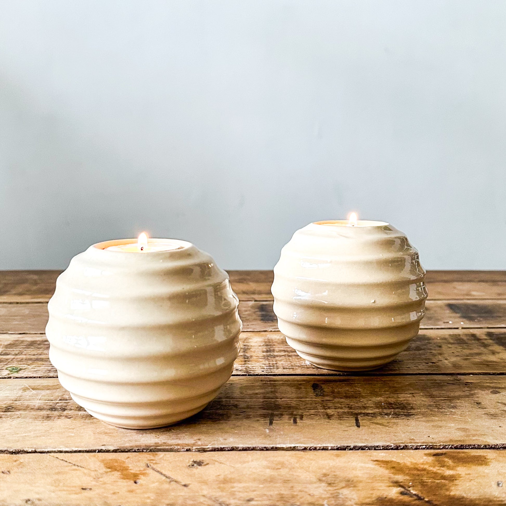 Set 2 Porta Velas Cerámica Esmaltada Espiral Set Porta Velas Frank Home Chile