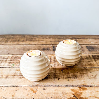 Set 2 Porta Velas Cerámica Esmaltada Espiral Set Porta Velas Frank Home Chile