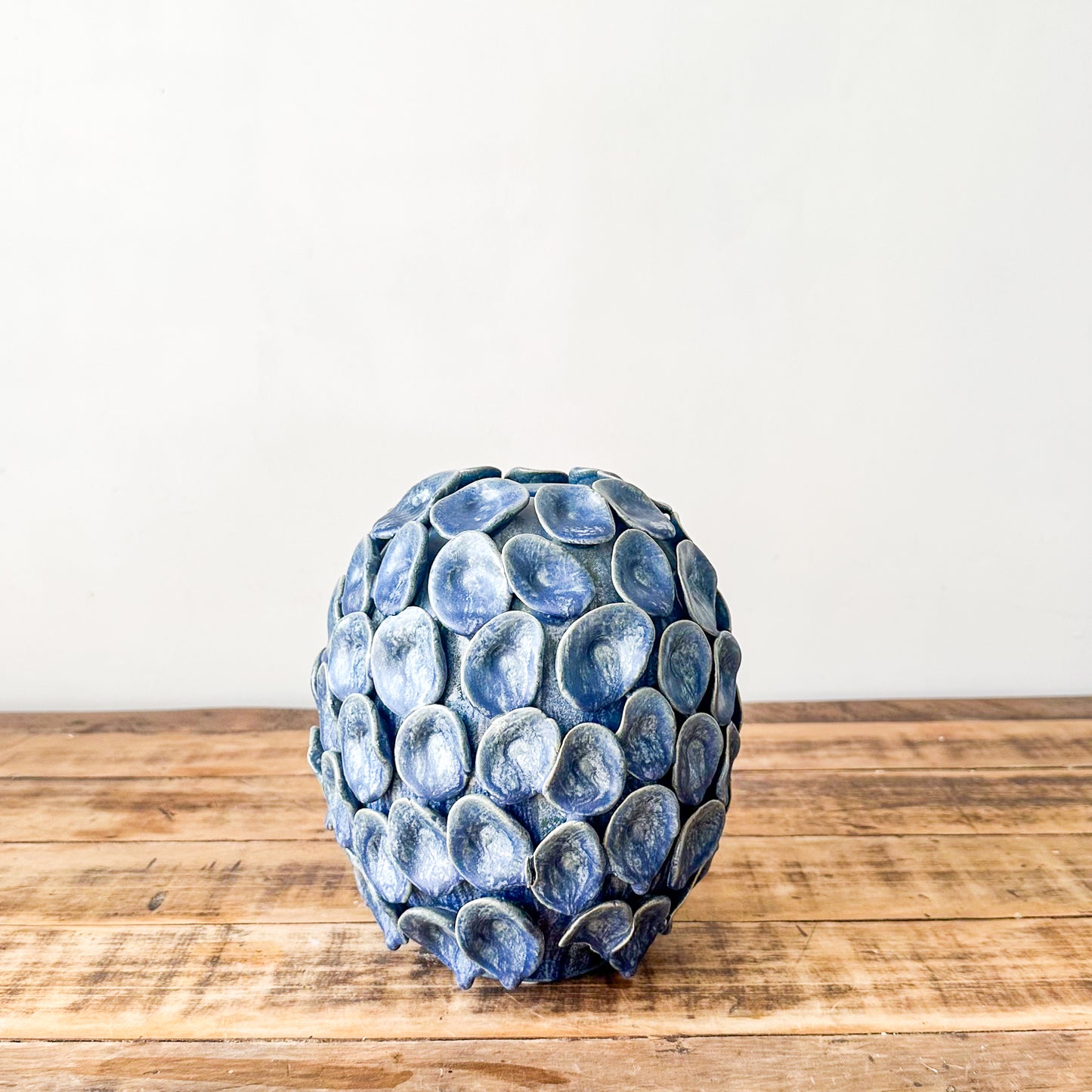 Florero Cerámica Artesanal Azul 22 cm