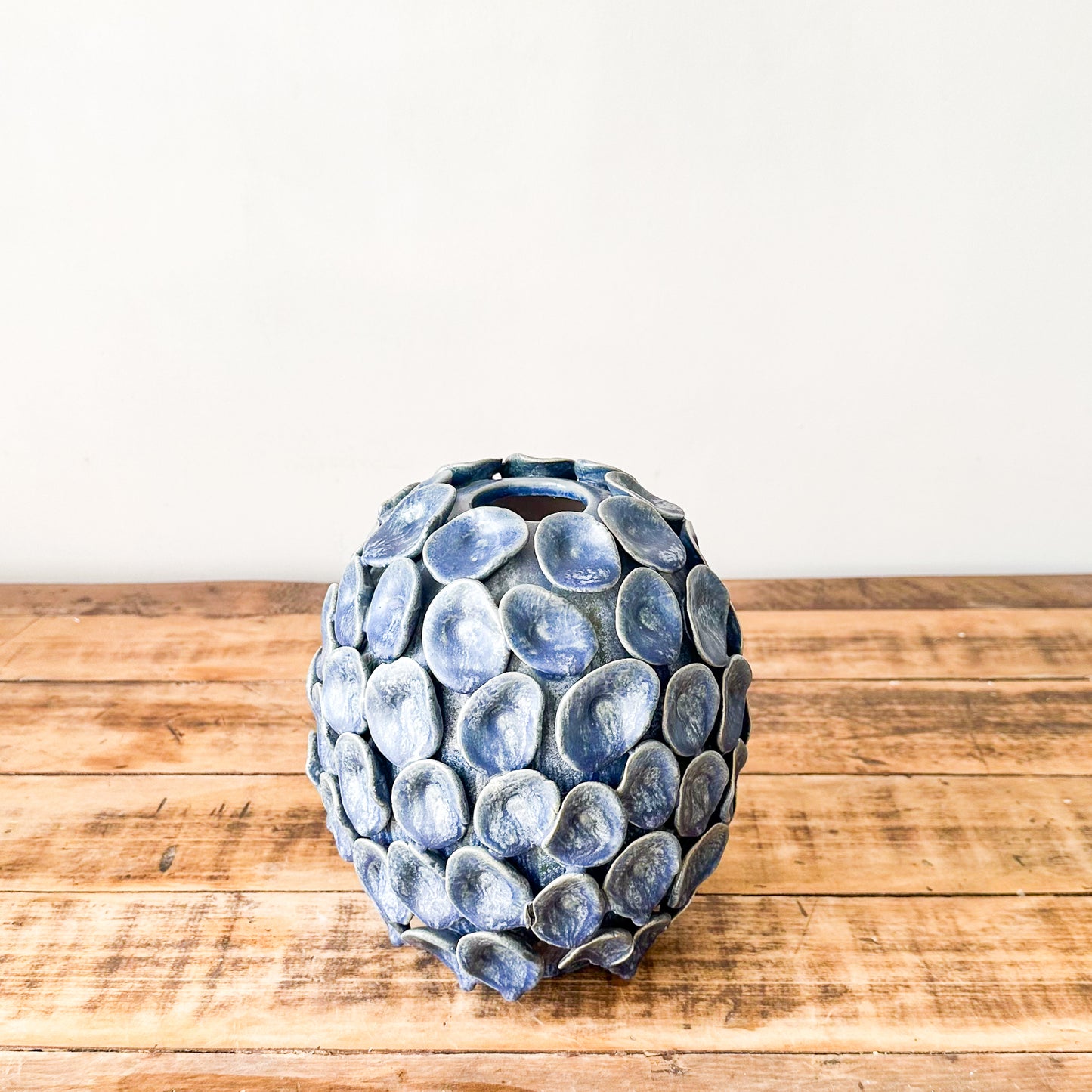 Florero Cerámica Artesanal Azul 22 cm