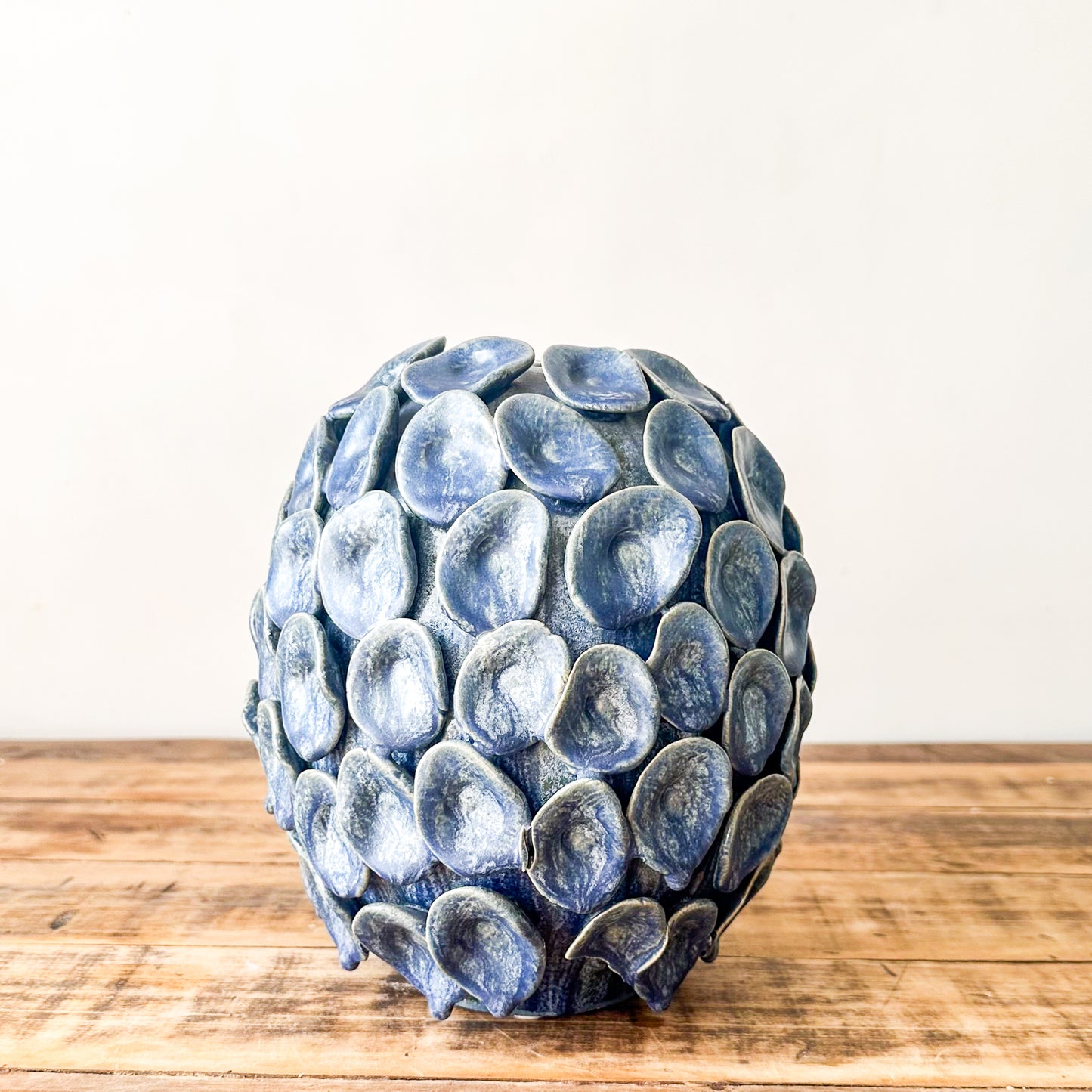Florero Cerámica Artesanal Azul 22 cm