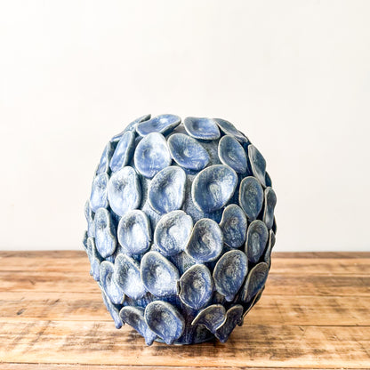 Florero Cerámica Artesanal Azul 22 cm