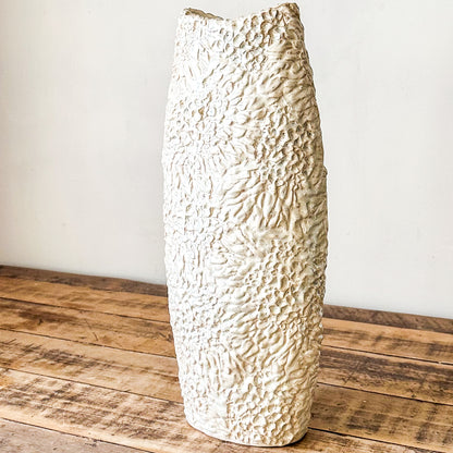 Florero Cerámica Tornasolada Relieve Beige 43 cm