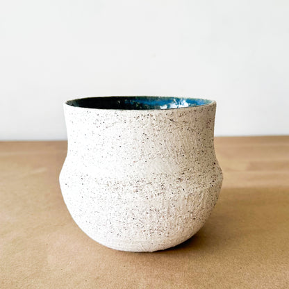 Porta Macetero Cerámica Texturada Interior Azul 12 cm