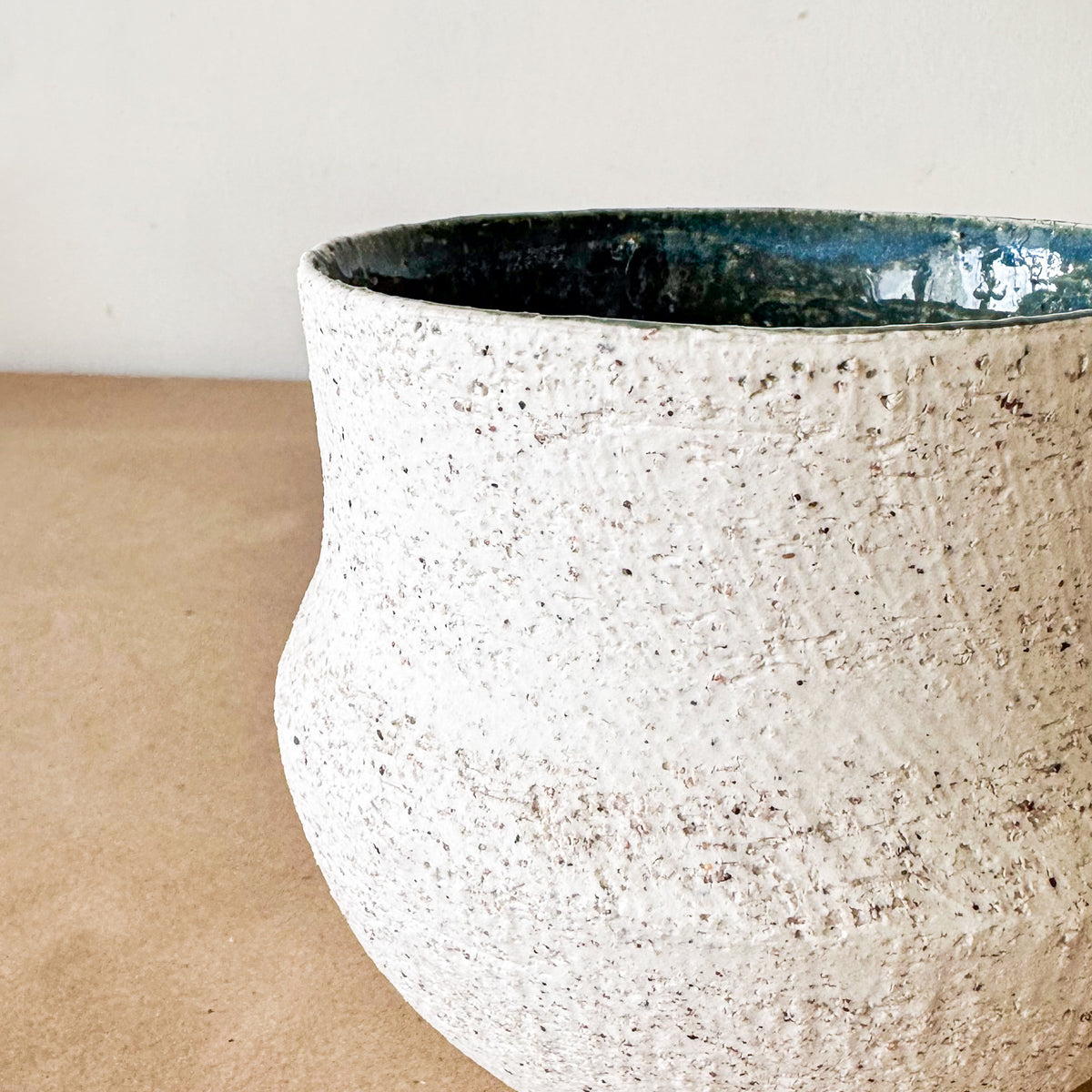 Porta Macetero Cerámica Texturada Interior Azul 12 cm