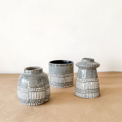 Set Floreros Cerámica Esmaltada Terrazo