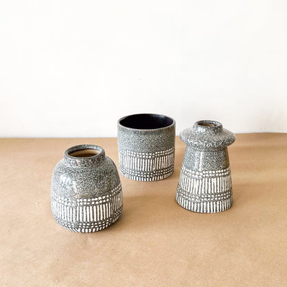Set Floreros Cerámica Esmaltada Terrazo