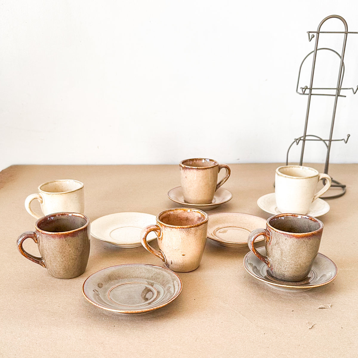 Set 6 Tazas con Platillo Cerámica Esmaltada Set Tazas Frank Home Chile