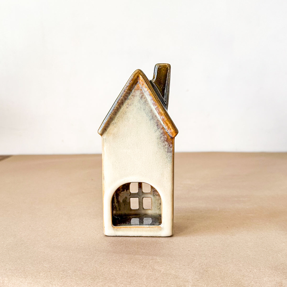 Set 3 Casitas Porta Velas Cerámica Esmaltada Adorno Frank Home Chile