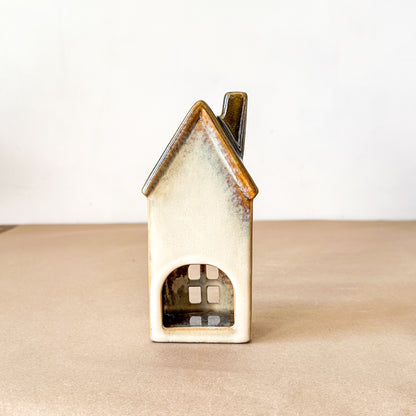 Set 3 Casitas Porta Velas Cerámica Esmaltada Adorno Frank Home Chile