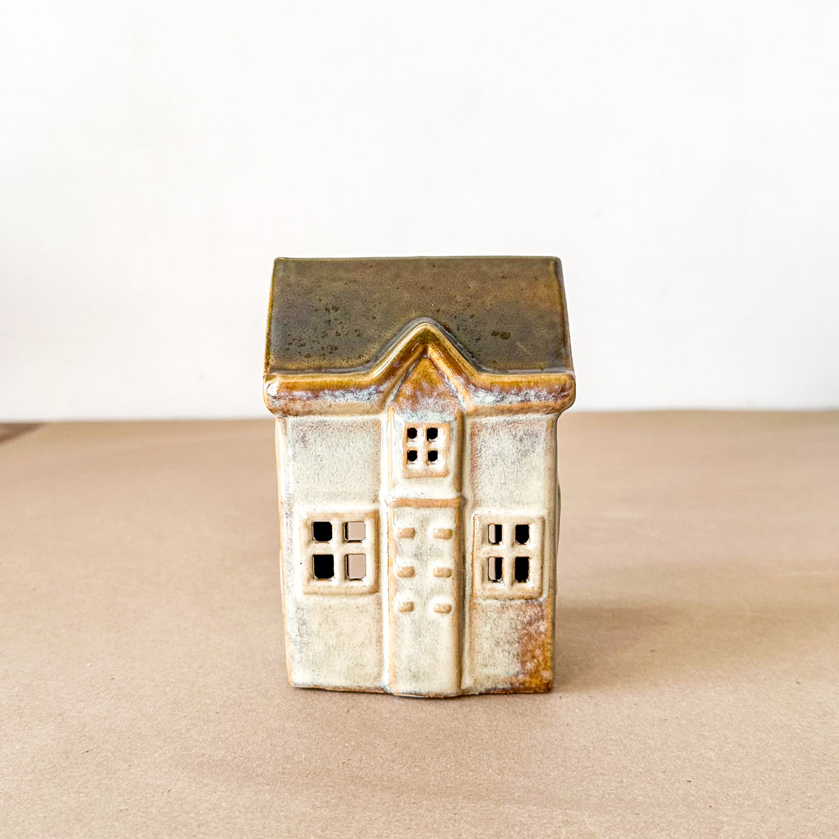 Set 3 Casitas Porta Velas Cerámica Esmaltada Adorno Frank Home Chile